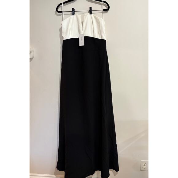 NWT Lovers and Friends Anais Colorblock Strapless Gown Black & White Women's L - Picture 3 of 12